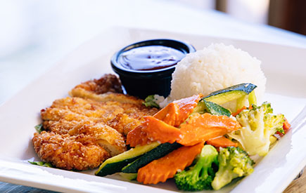 Coconut shrimp with vegetables